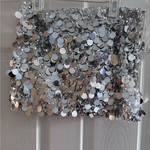 Edikted Silver Sequin Mini Skirt
